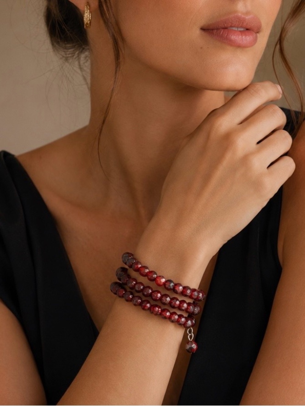 Handcrafted Red Beaded Coil Bracelet - Women Jewelry